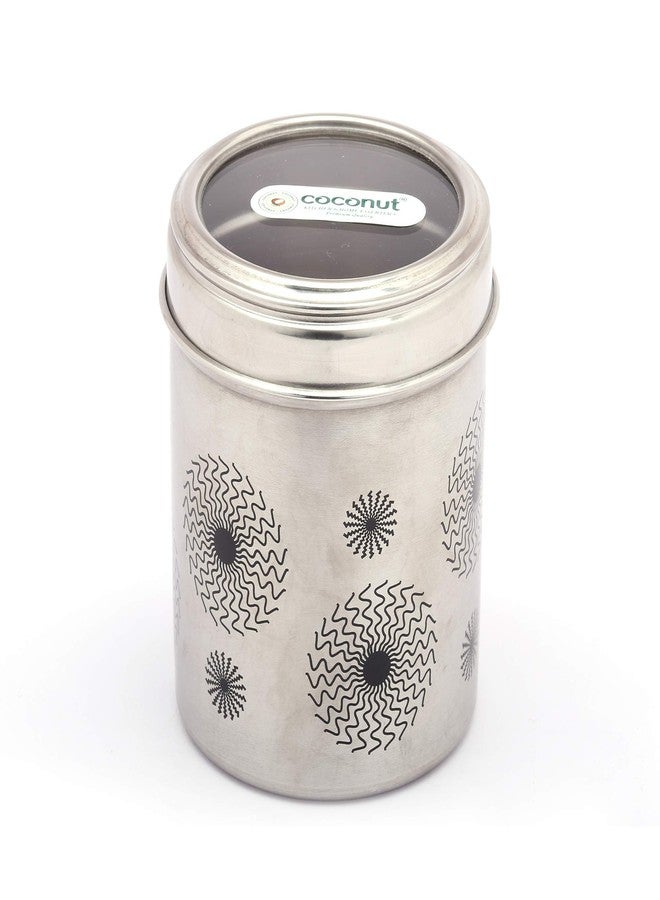 كوكونات علبة جوز الهند من الفولاذ المقاوم للصدأ/ للتخزين/علبة عميقة/غطاء زجاجي شفاف - طقم من قطعتين (750 مل لكل منهما) - القطر 10 سم لكل منهما - Image 2